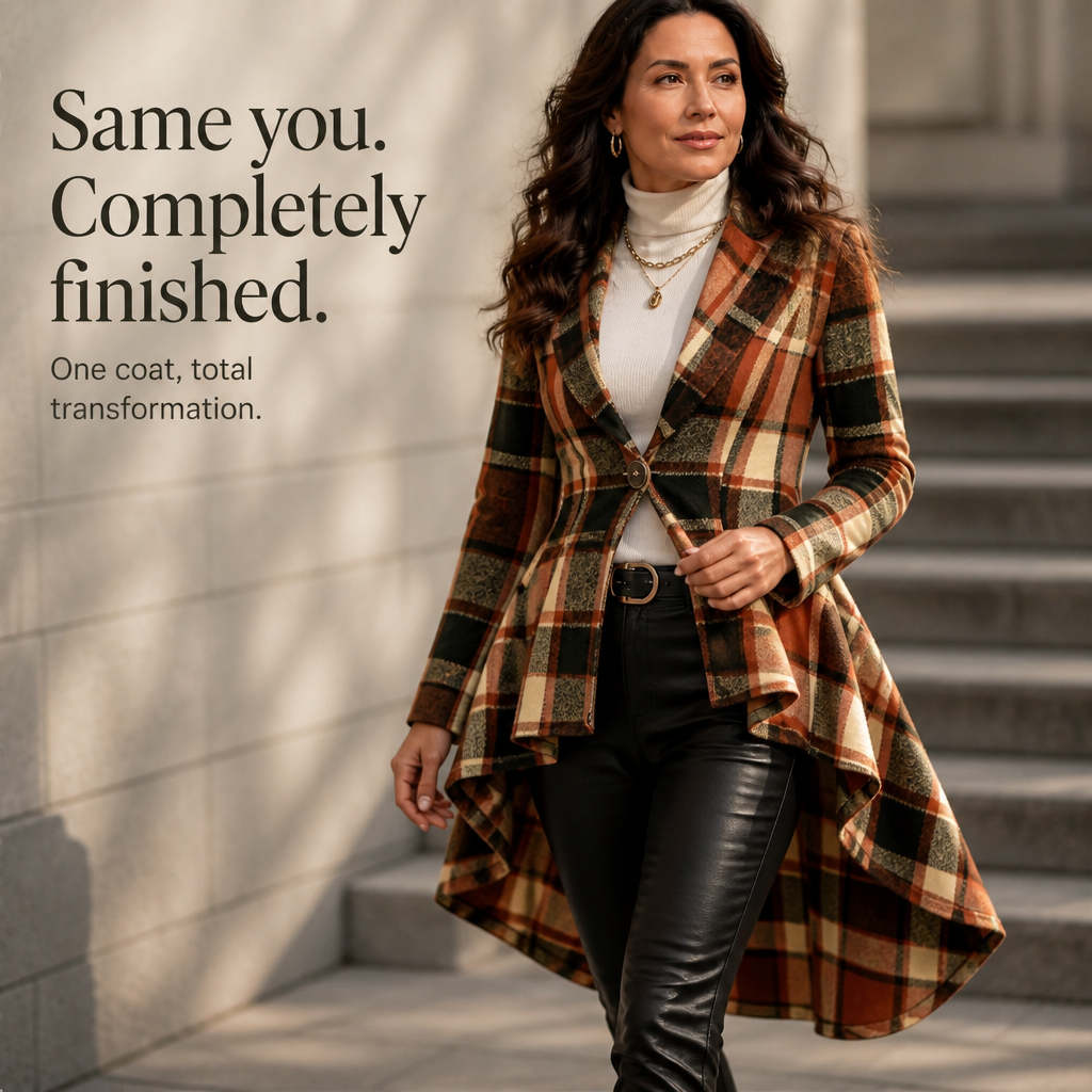 Gilda™ | Women's Plaid Peplum Coat with High Low Hem