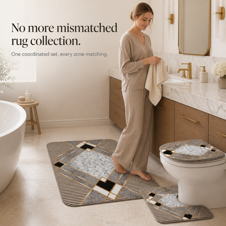 Nadege™ | Four-Piece Plush Bath Rug Set with Contour Mat and Lid Cover