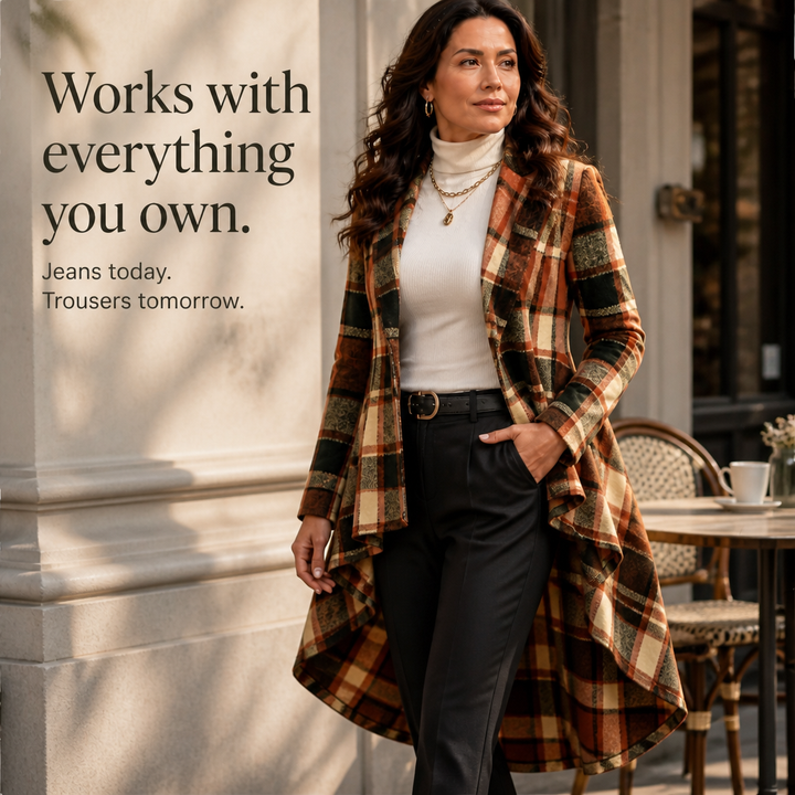 Gilda™ | Women's Plaid Peplum Coat with High Low Hem