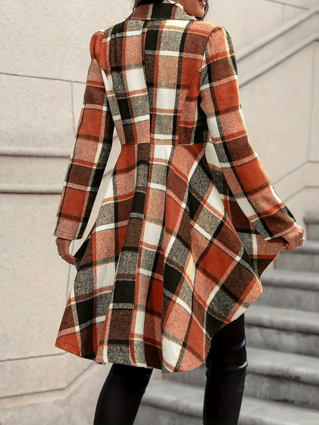 Sybilla™ | Women's Draped Plaid Open Front Jacket