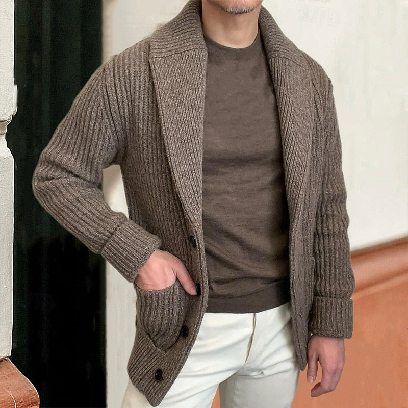 Oberon™ | Men's Shawl Collar Ribbed Cardigan