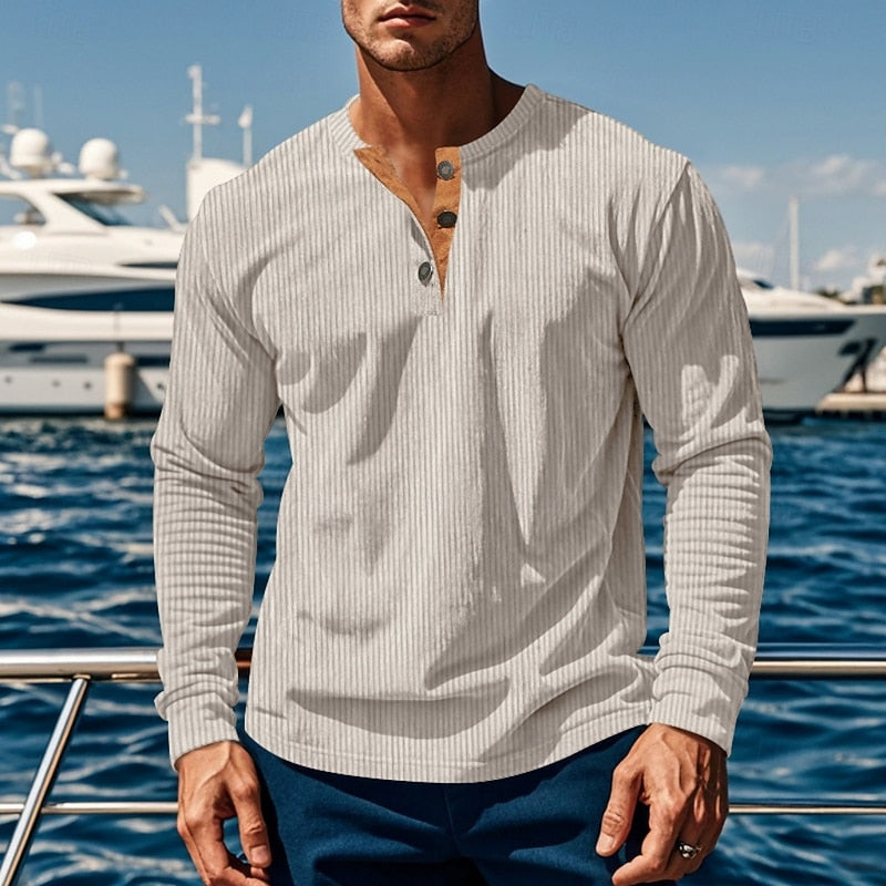 Anders™ | Men's Ribbed Long Sleeve Henley Shirt