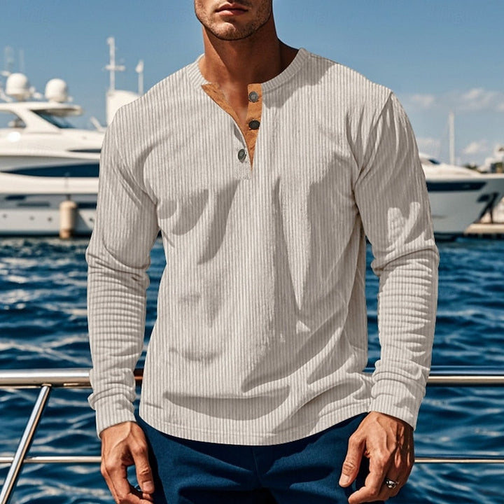 Anders™ | Men's Ribbed Long Sleeve Henley Shirt