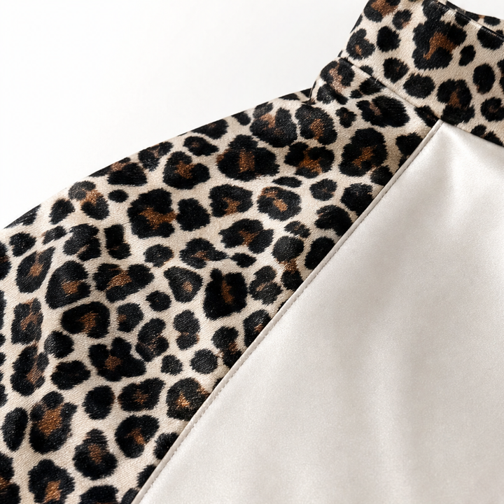 Eugenie™ | Women's Leopard Print Midi Dress with Mock Neck
