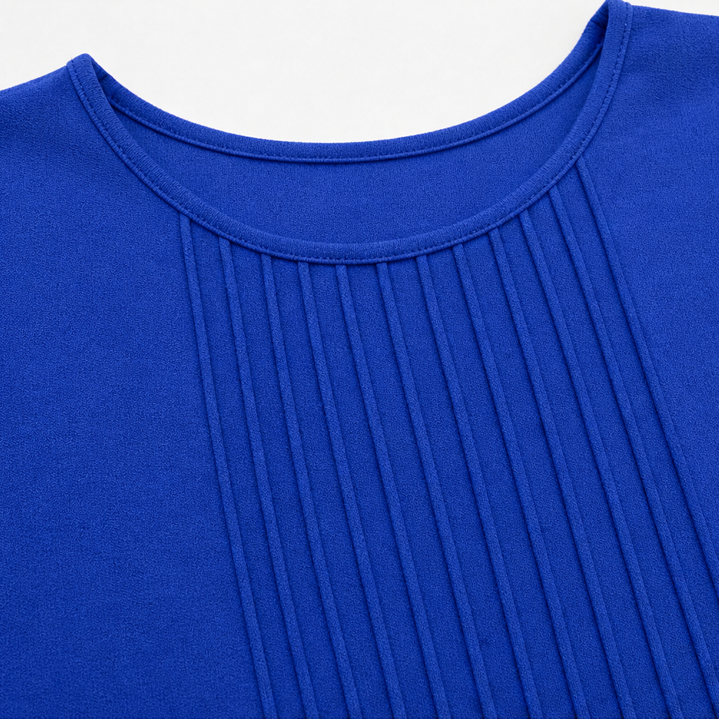 Orsola™ | Women's Pleated Round Neck Long Sleeve Tunic Top