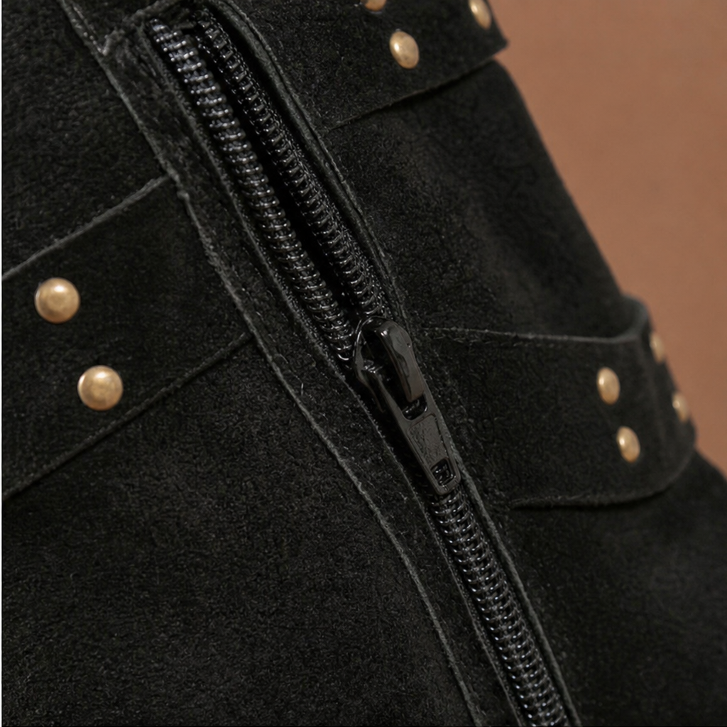 Louane™ | Women's Studded Western Slouch Knee-High Boots with Block Heel