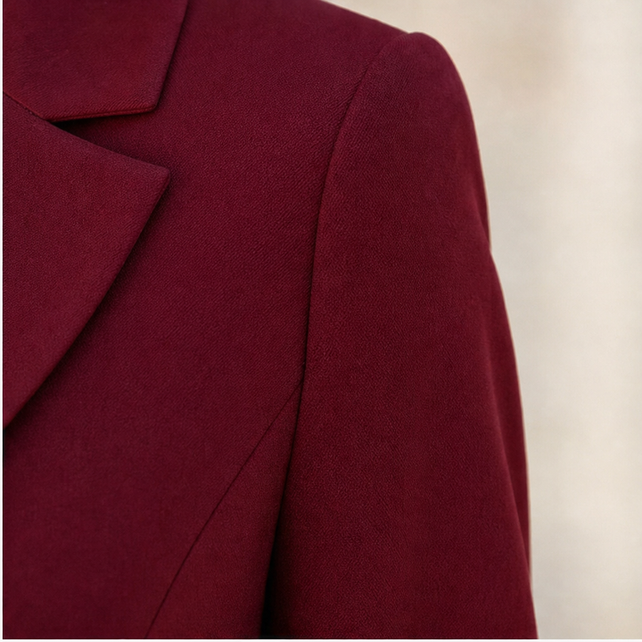Maryse™ | Women's Pleated Blazer Midi Dress with Gold-Tone Buttons