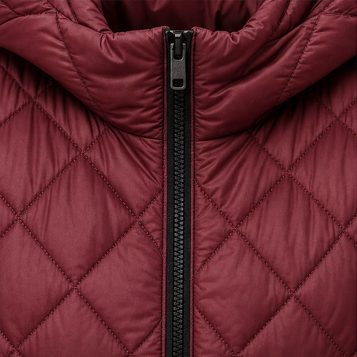 Micheline™ | Women's Long Quilted Hooded Vest with Zip Front
