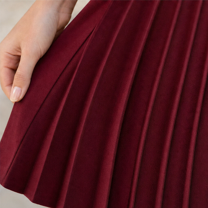 Maryse™ | Women's Pleated Blazer Midi Dress with Gold-Tone Buttons