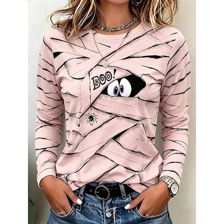 Loveday™ | Women's Halloween Mummy Boo Print Long Sleeve Top