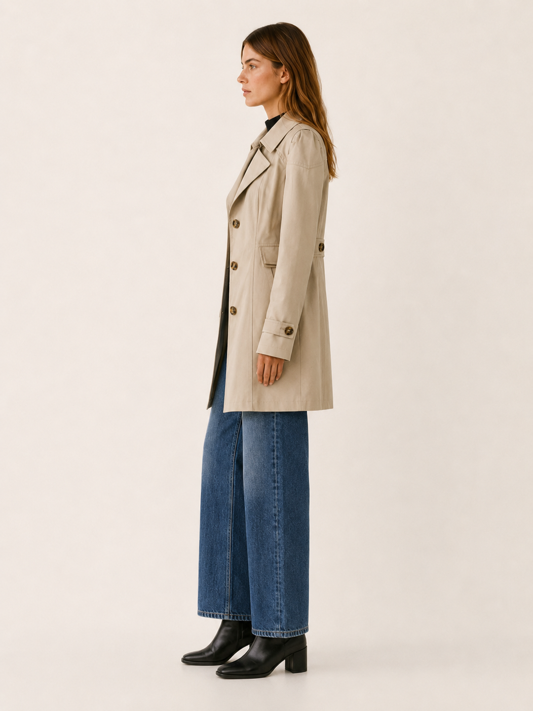 Colette™ | Short Tailored Trench Coat with Wide Lapels