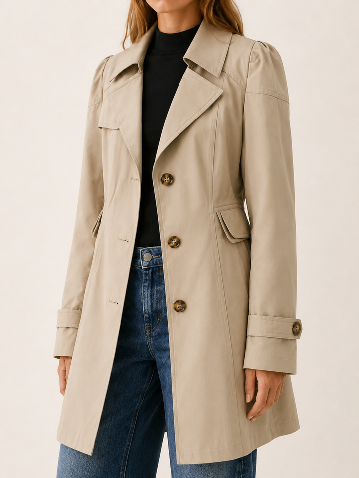 Colette™ | Short Tailored Trench Coat with Wide Lapels