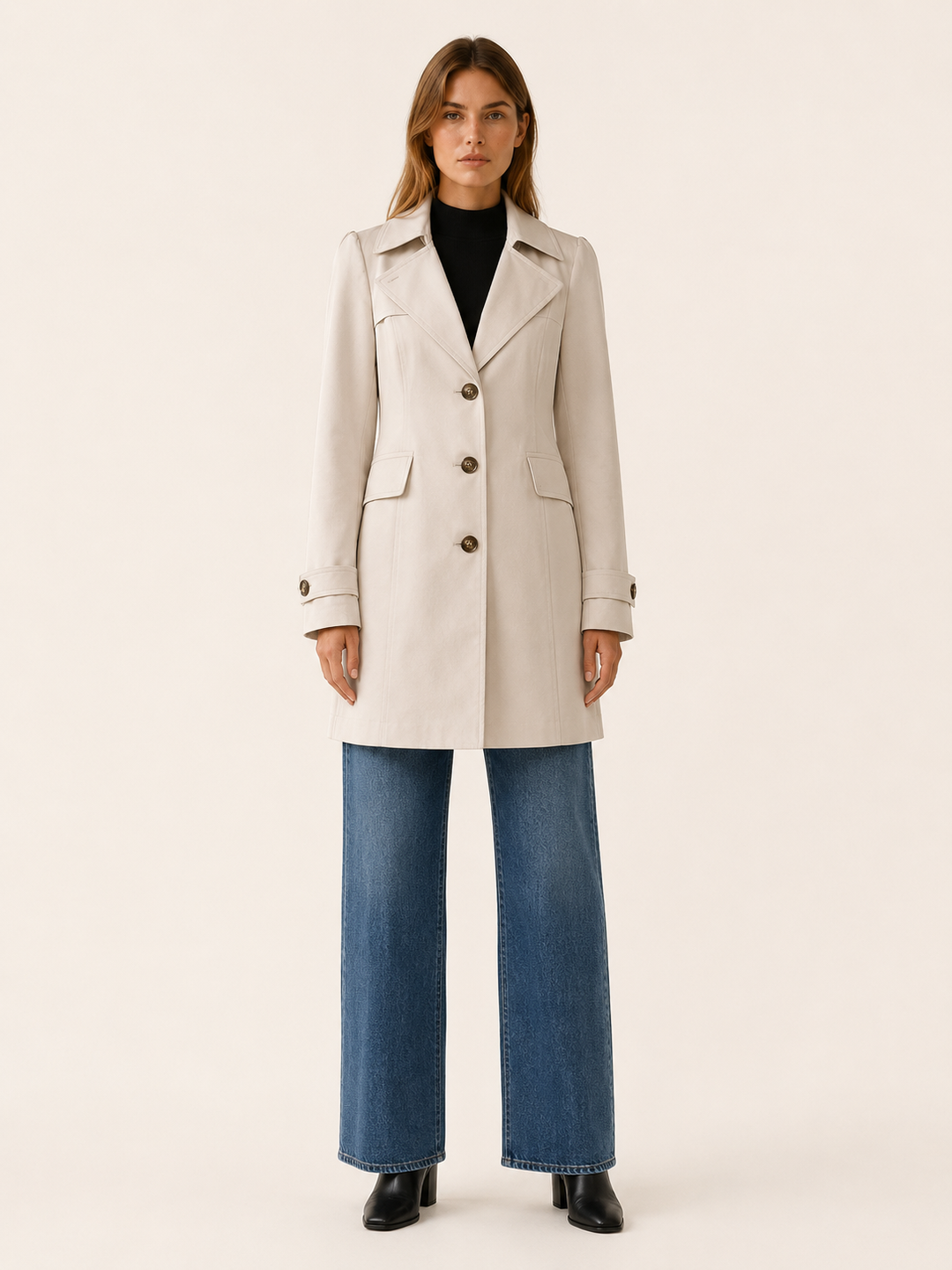 Colette™ | Short Tailored Trench Coat with Wide Lapels