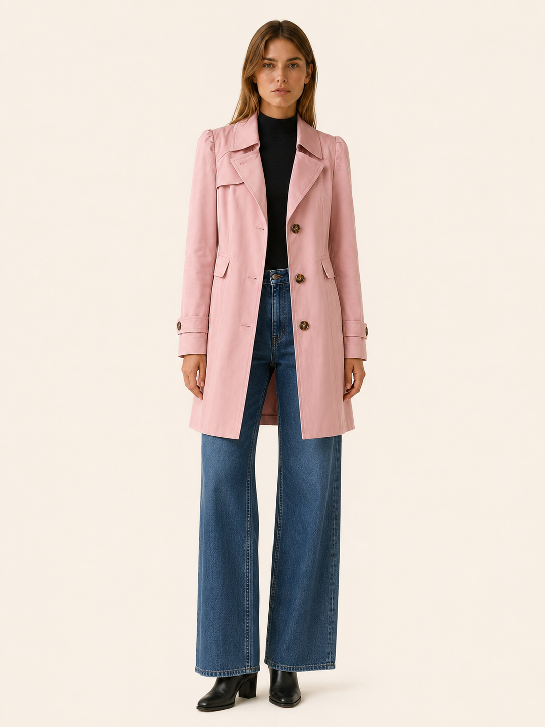 Colette™ | Short Tailored Trench Coat with Wide Lapels