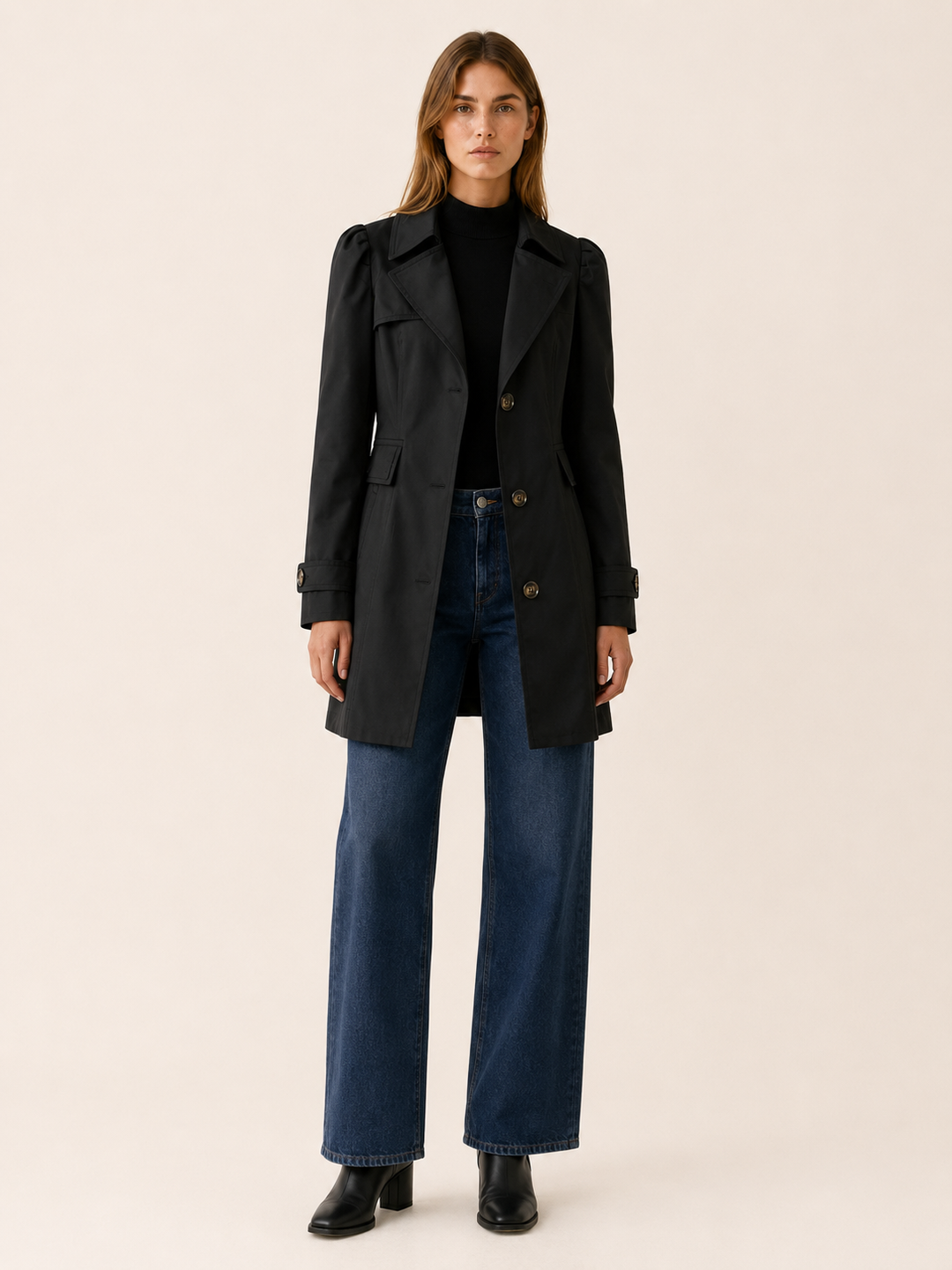 Colette™ | Short Tailored Trench Coat with Wide Lapels