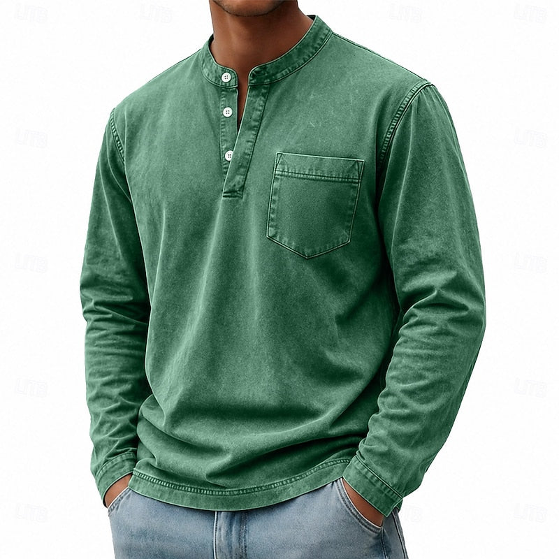 Caspian™ | Men's Washed Chest-Pocket Henley Shirt