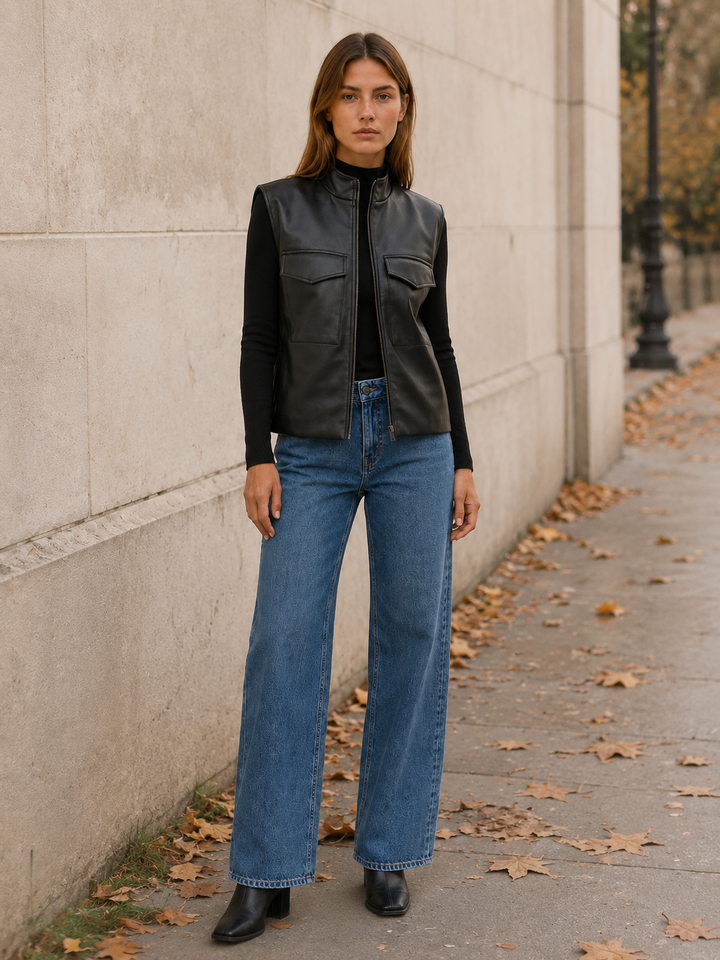Corisande™ | Sleeveless Utility Jacket with Zip Front