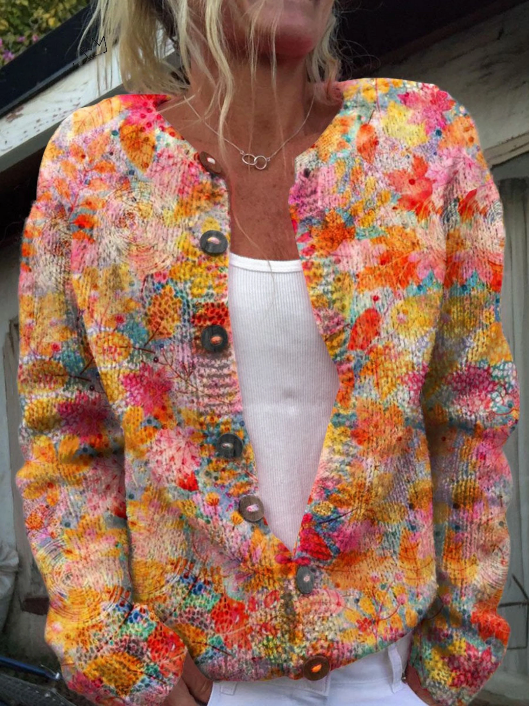 Halcyon™ | Women's Plus Size Watercolor Floral Open Front Cardigan