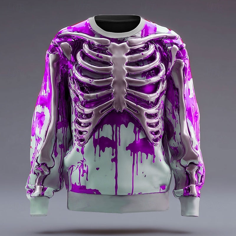 Rhett™ | Men's Halloween Skeleton Print Crew Neck Sweatshirt
