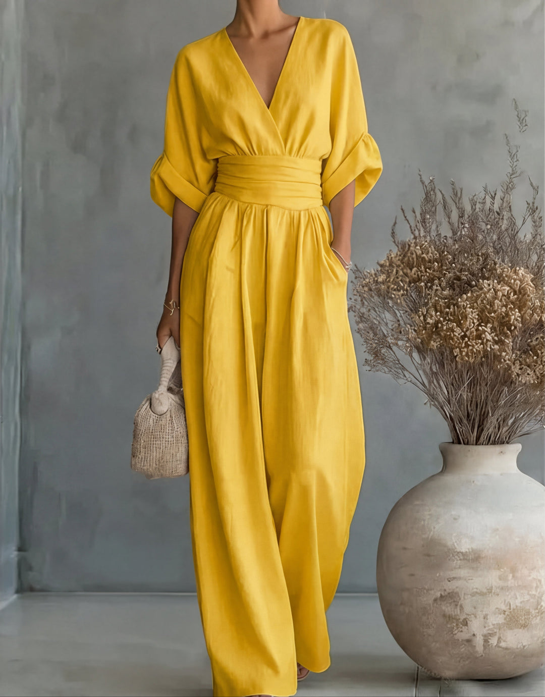 Daniela™ | Elegant Jumpsuit with a V-Neck & Wide Legs