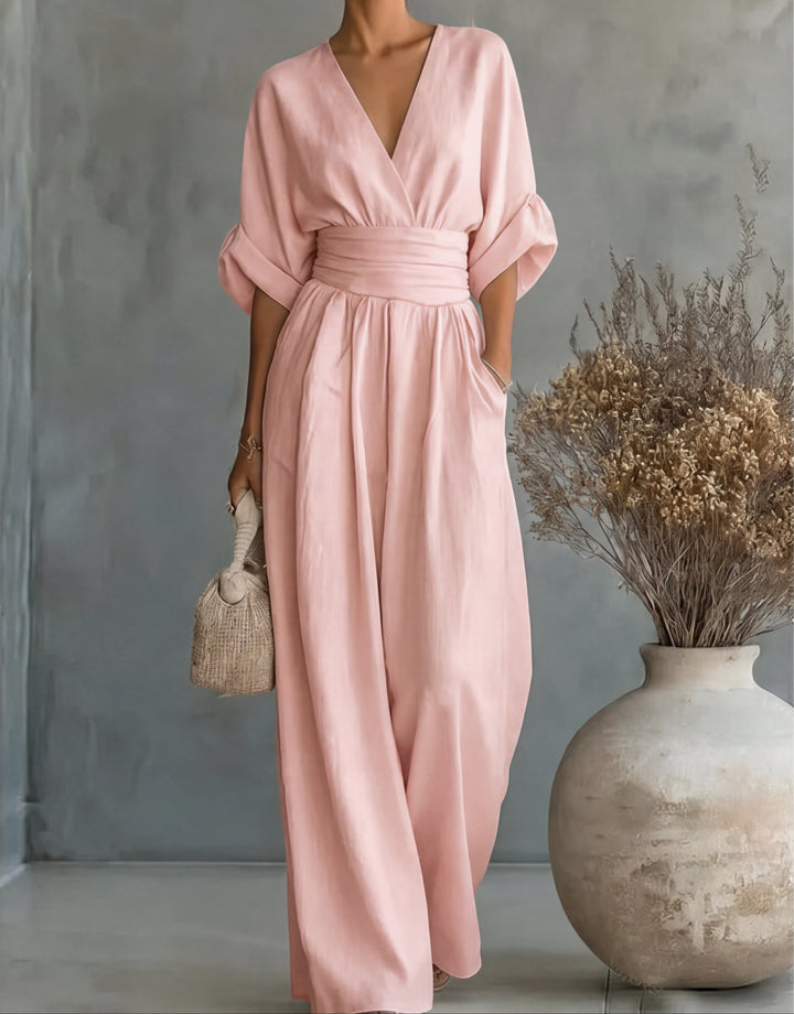 Daniela™ | Elegant Jumpsuit with a V-Neck & Wide Legs