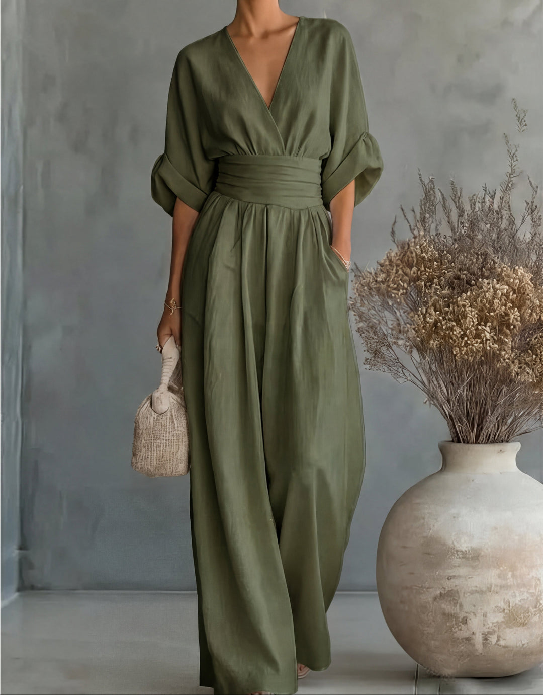 Daniela™ | Elegant Jumpsuit with a V-Neck & Wide Legs