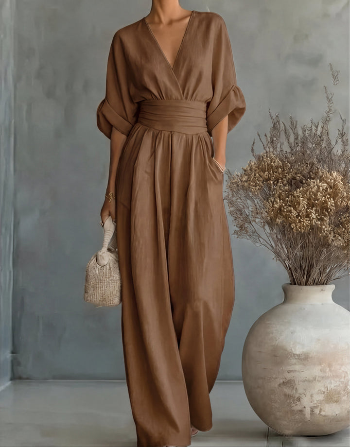 Daniela™ | Elegant Jumpsuit with a V-Neck & Wide Legs