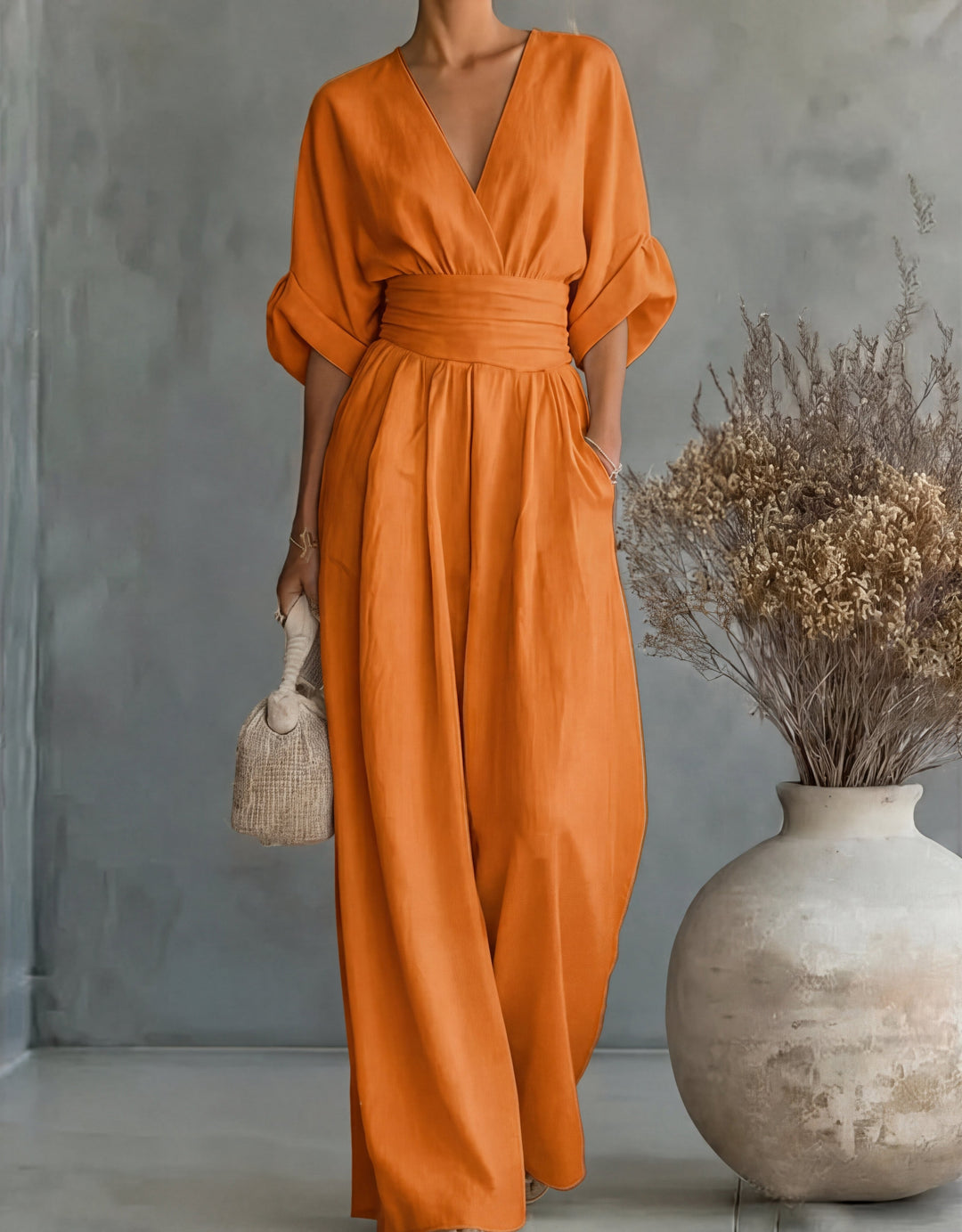 Daniela™ | Elegant Jumpsuit with a V-Neck & Wide Legs