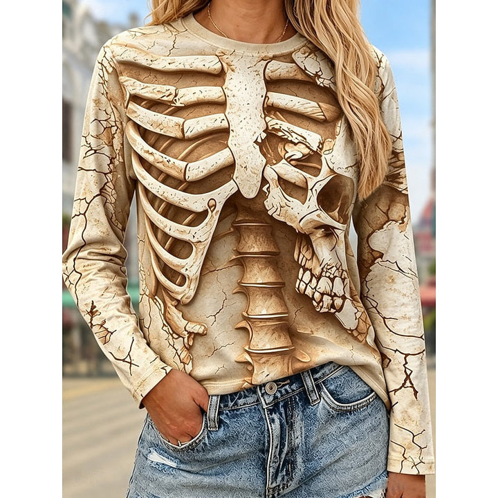 Drusilla™ | Women's Halloween Skeleton Print Long Sleeve Top