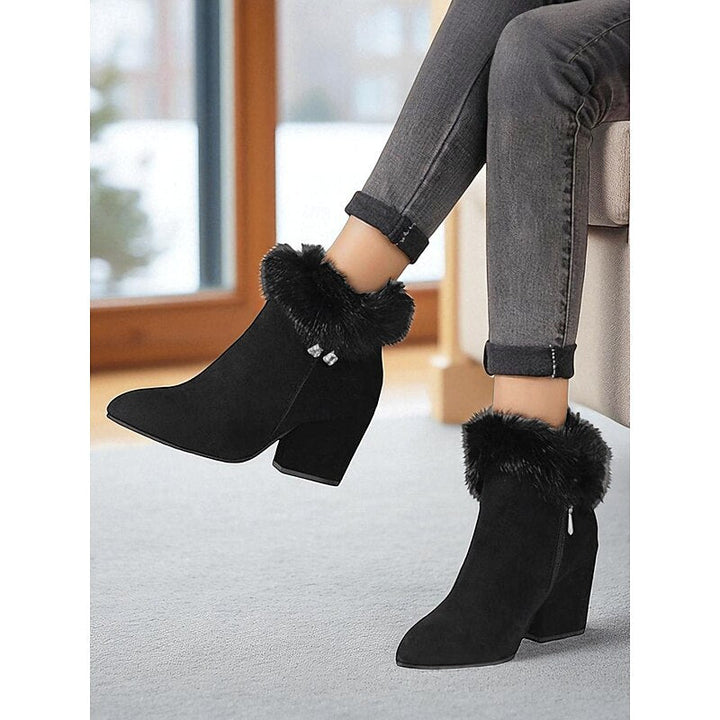 Blanche™ | Women's Fur-Trimmed Block Heel Ankle Boots