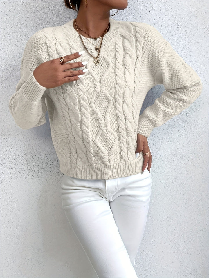 Alys™ | Women's Chunky Cable Knit Drop Shoulder Sweater