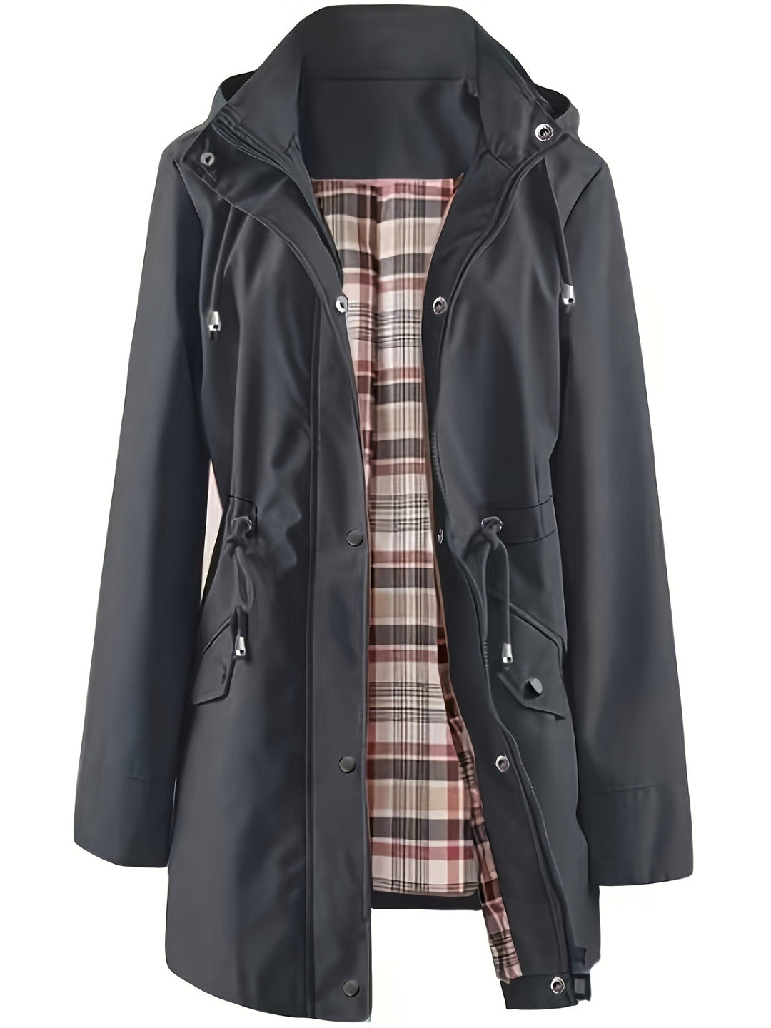 Joyce™ | Women's Hooded Drawstring Rain Jacket in Plus Sizes