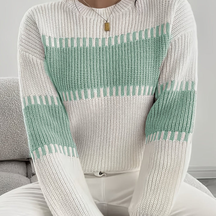 Thomasin™ | Women's Colour Block Striped Drop Shoulder Sweater