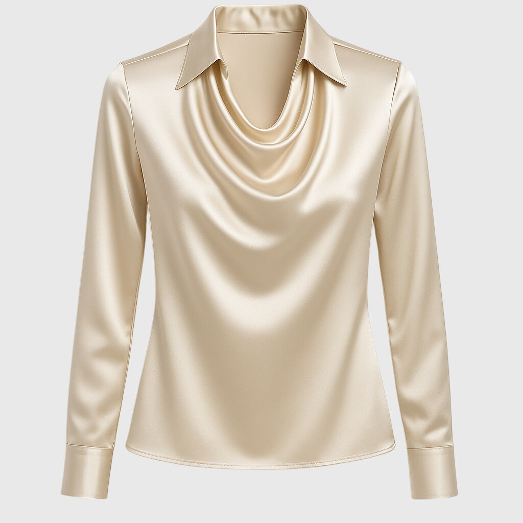 Leocadia™ | Women's Draped Cowl Neck Long Sleeve Blouse