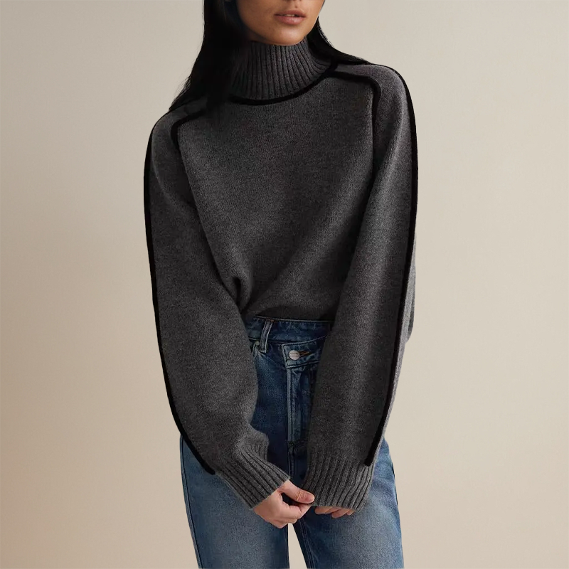 Tilde™ | Women's Turtleneck Sweater with Contrast Piping