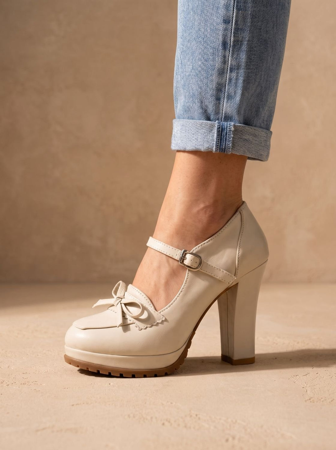Heloise™ | Women's Mary Jane Platform Pumps with Bow Detail
