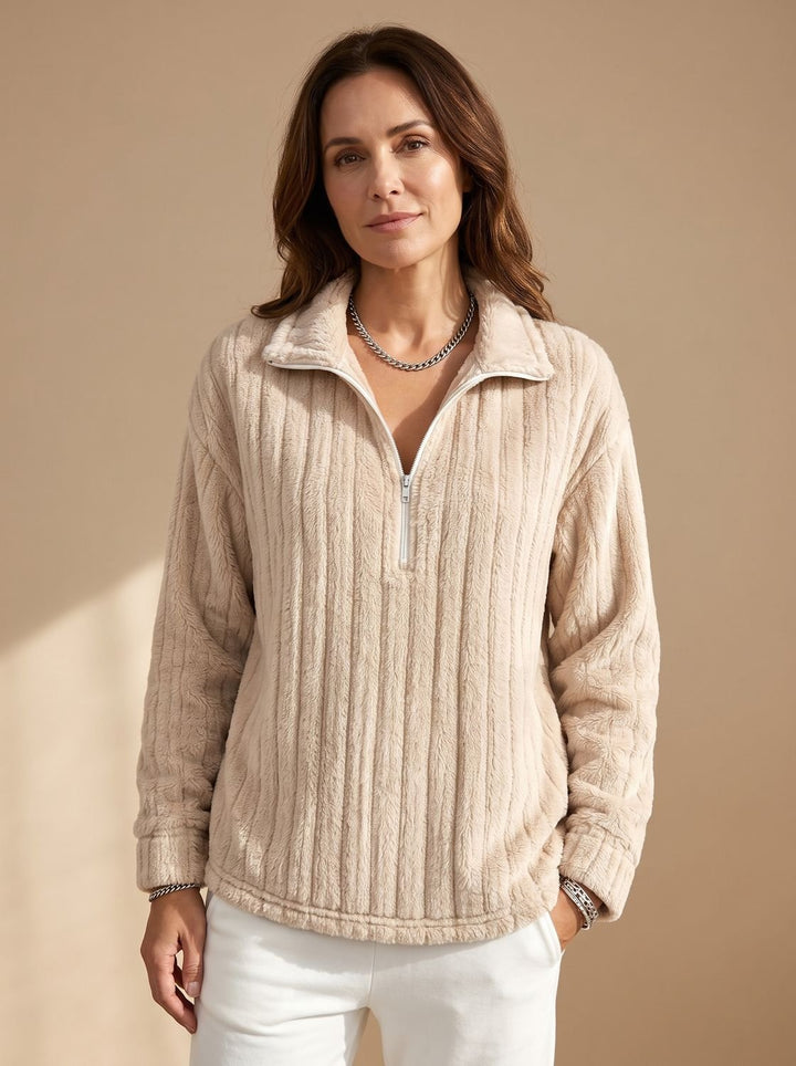 Michele™ | Women's Half Zip Ribbed Plush Pullover