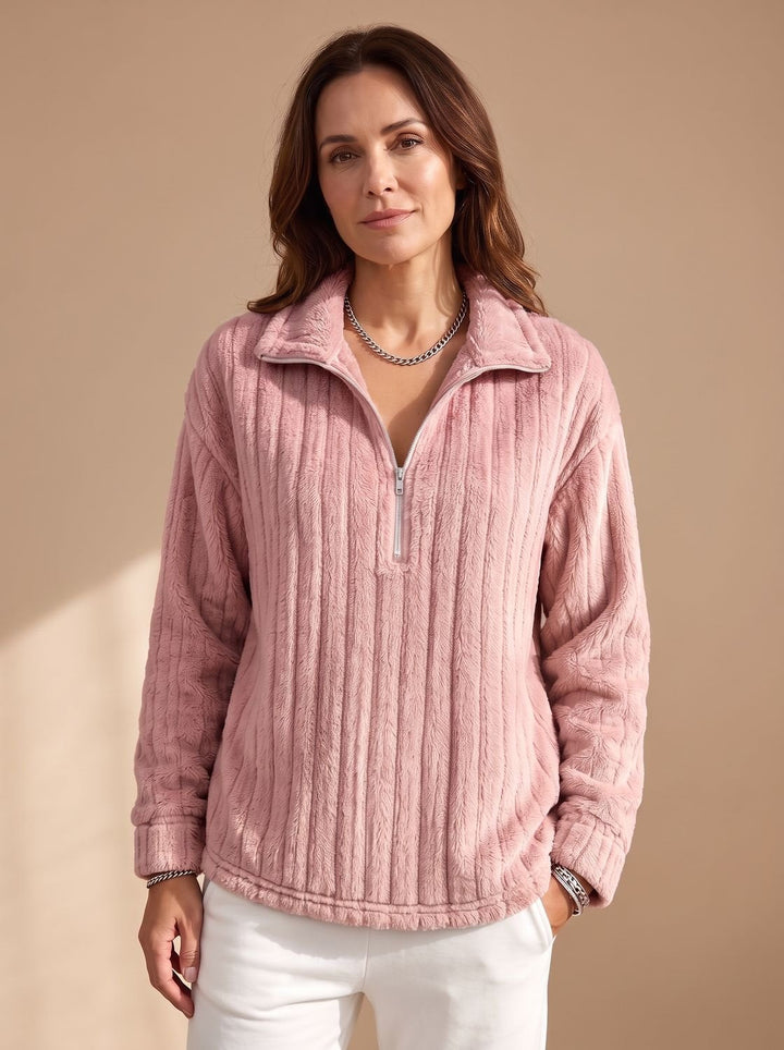 Michele™ | Women's Half Zip Ribbed Plush Pullover