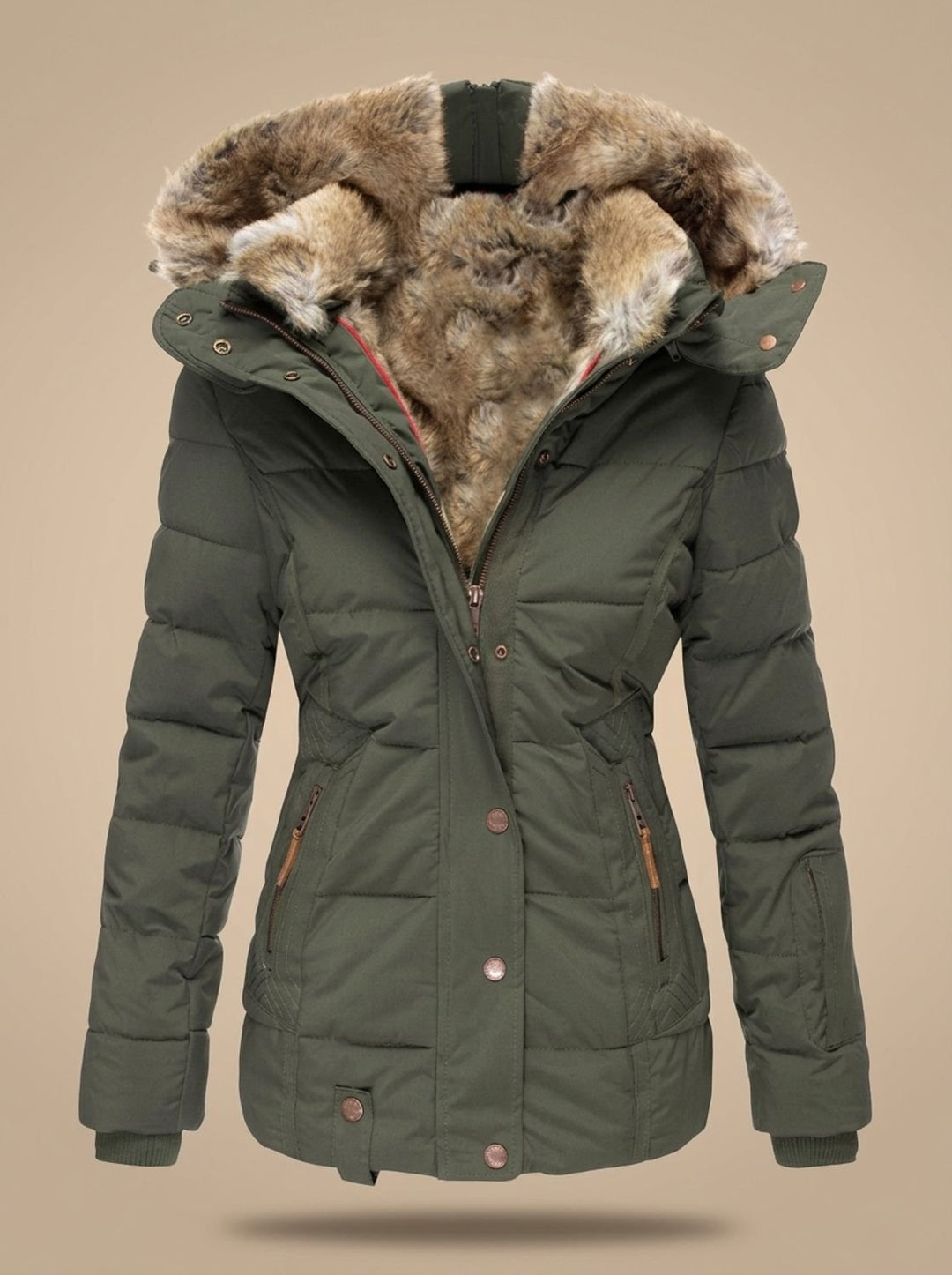 Ghislaine™ | Women's Quilted Winter Jacket with Detachable Faux Fur Hood