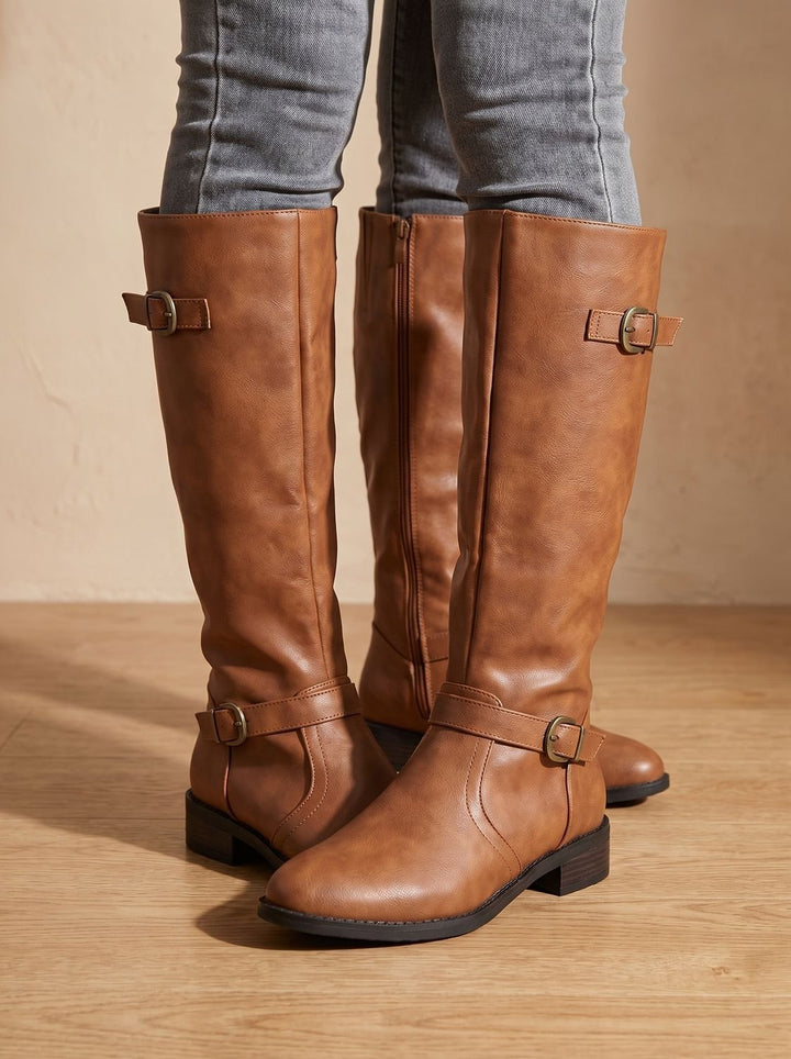 Philippine™ | Women's Knee High Riding Boots with Block Heel and Side Zip