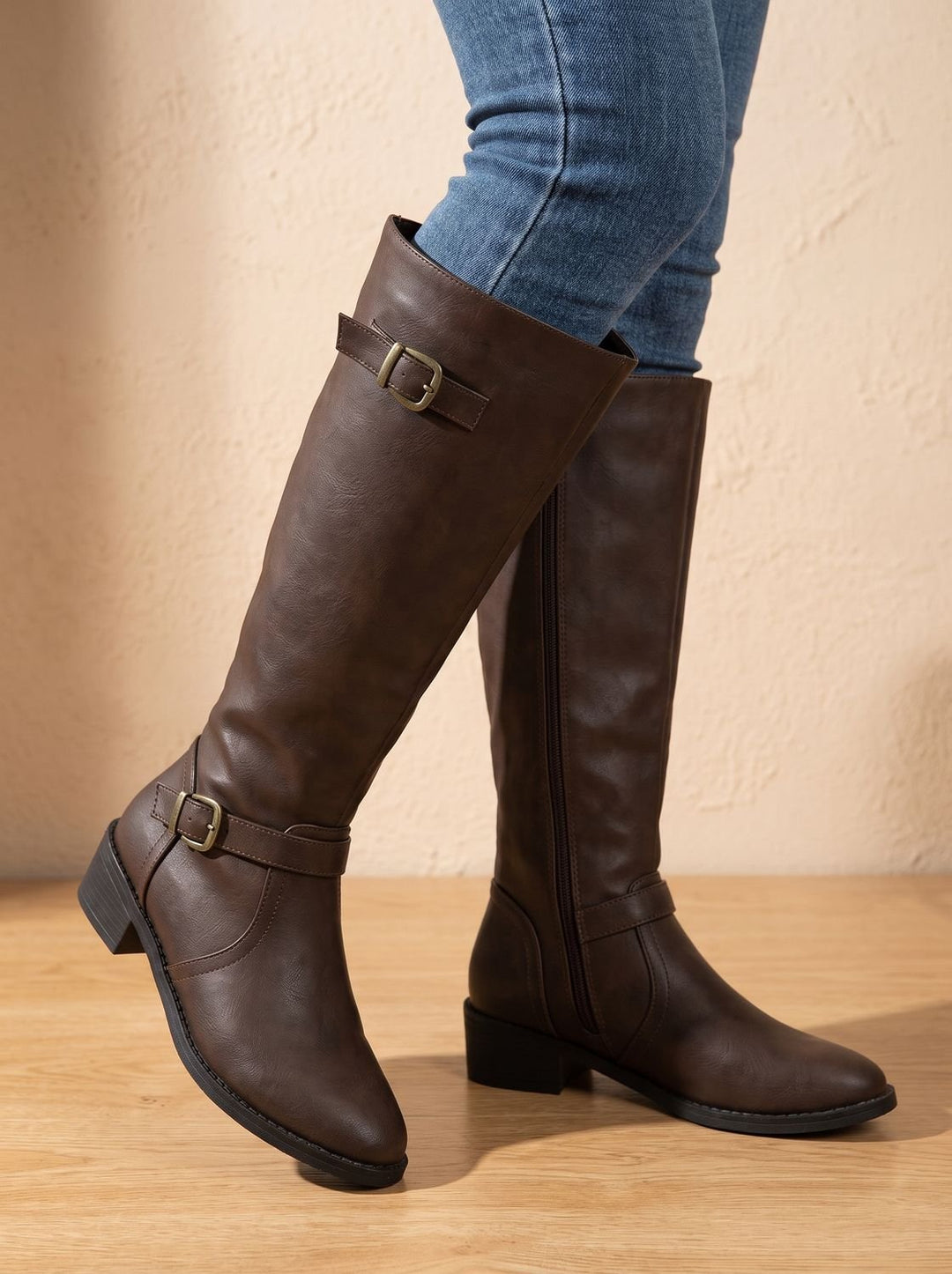 Philippine™ | Women's Knee High Riding Boots with Block Heel and Side Zip
