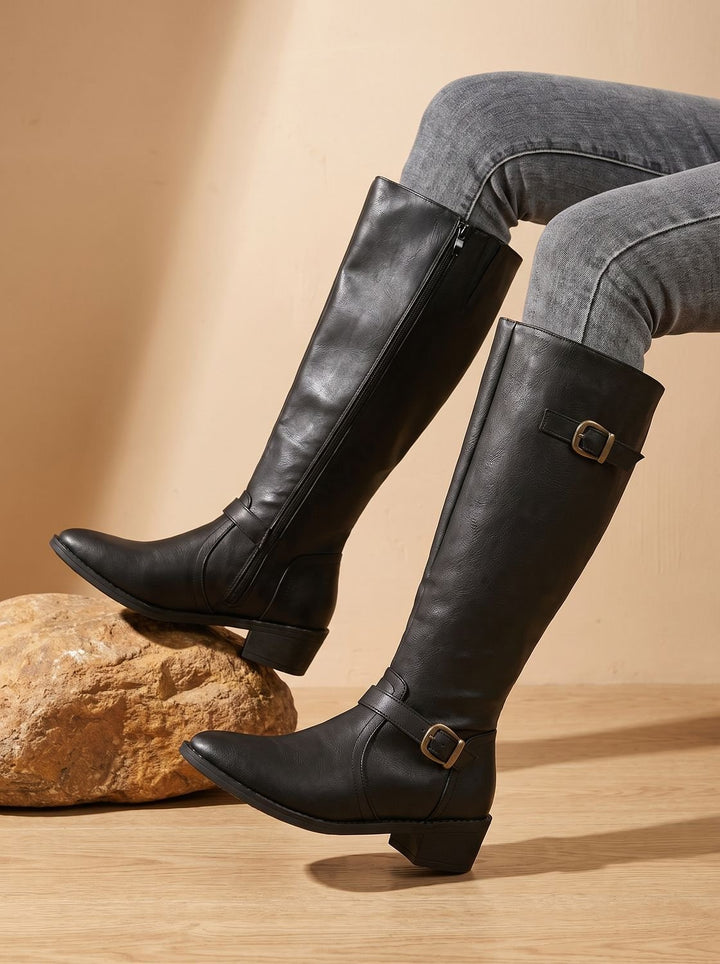 Philippine™ | Women's Knee High Riding Boots with Block Heel and Side Zip