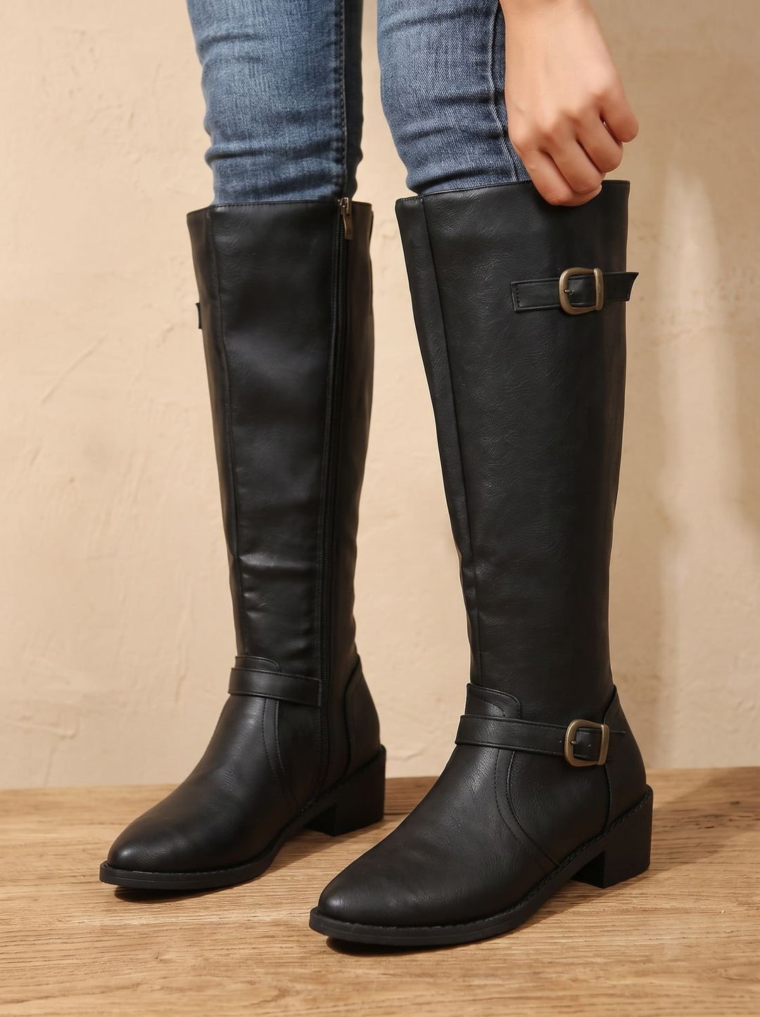 Philippine™ | Women's Knee High Riding Boots with Block Heel and Side Zip
