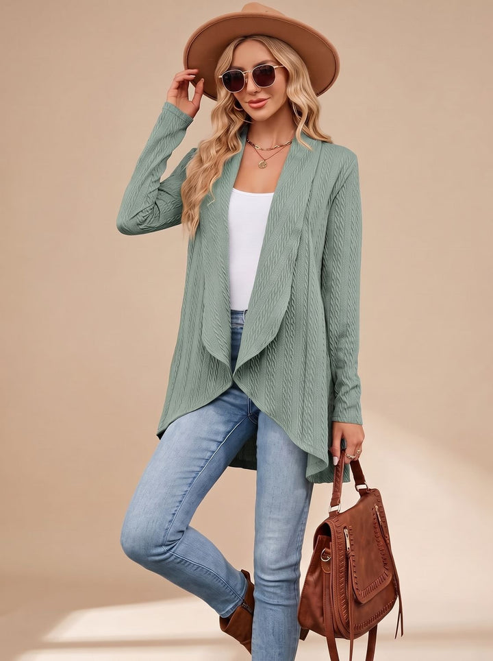 Rosine™ | Women's Cable Knit Open Front Cardigan with Long Sleeves