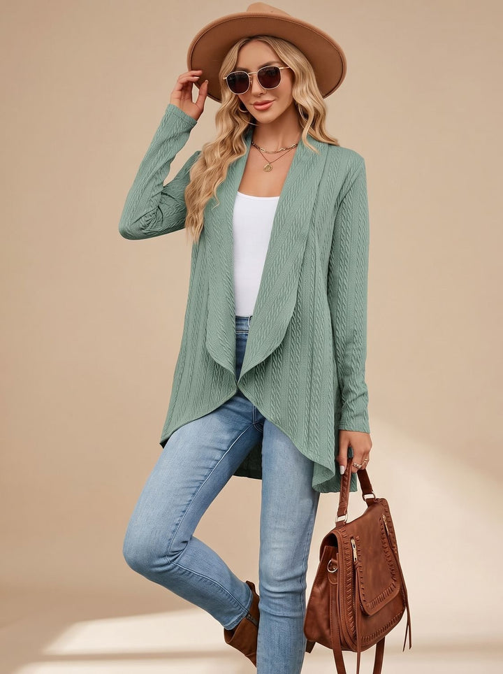 Rosine™ | Women's Cable Knit Open Front Cardigan with Long Sleeves