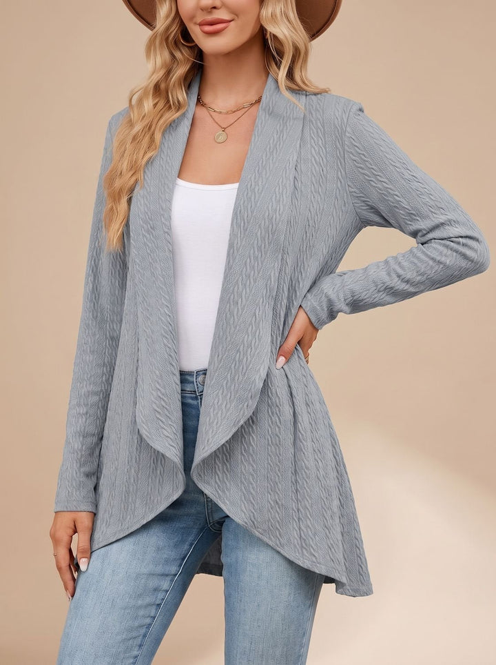 Rosine™ | Women's Cable Knit Open Front Cardigan with Long Sleeves
