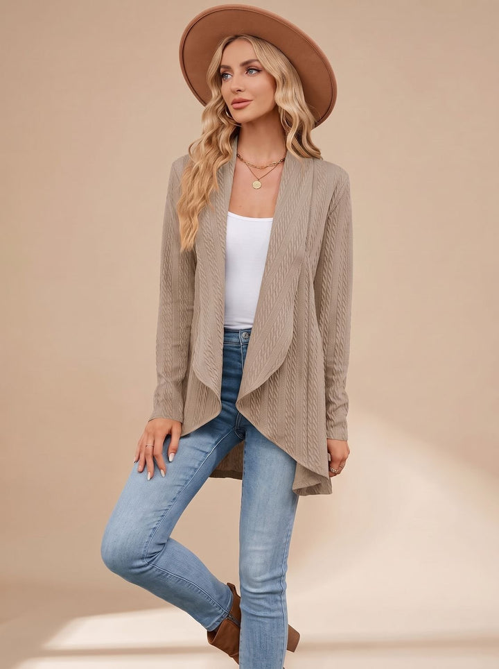 Rosine™ | Women's Cable Knit Open Front Cardigan with Long Sleeves