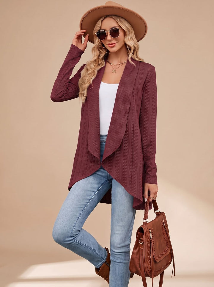 Rosine™ | Women's Cable Knit Open Front Cardigan with Long Sleeves