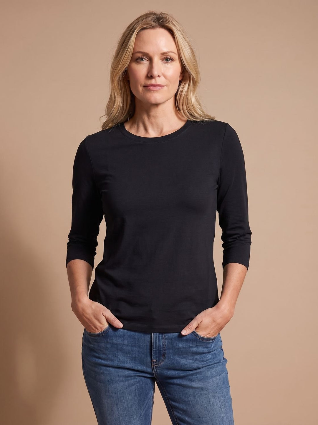 Blandine™ | Women's Round Neck Top with Three Quarter Sleeves