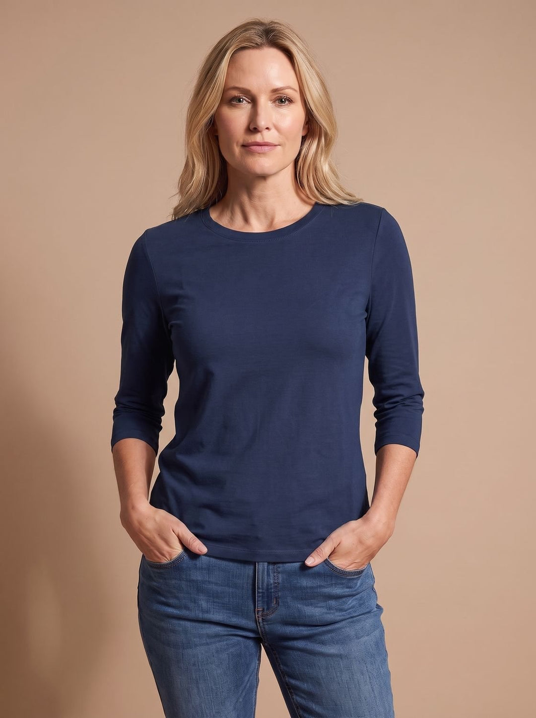 Blandine™ | Women's Round Neck Top with Three Quarter Sleeves